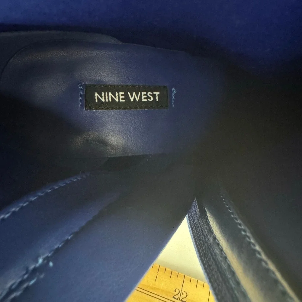 Nine West Gemms Blue Fold Over Pointed Toe Booties Size 6 NWOB